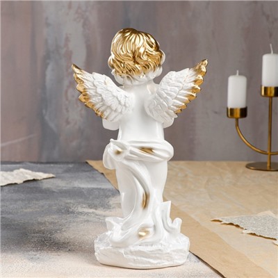Статуэтка "Ангел молящийся", бело-золотистая, 33 см